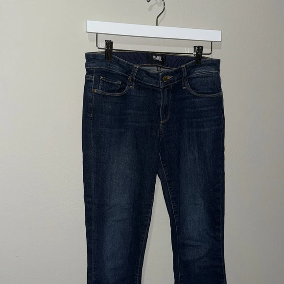 PAIGE skyline ankle peg jeans size 27 EUC dark wash premium denim emery blue - Picture 4 of 13